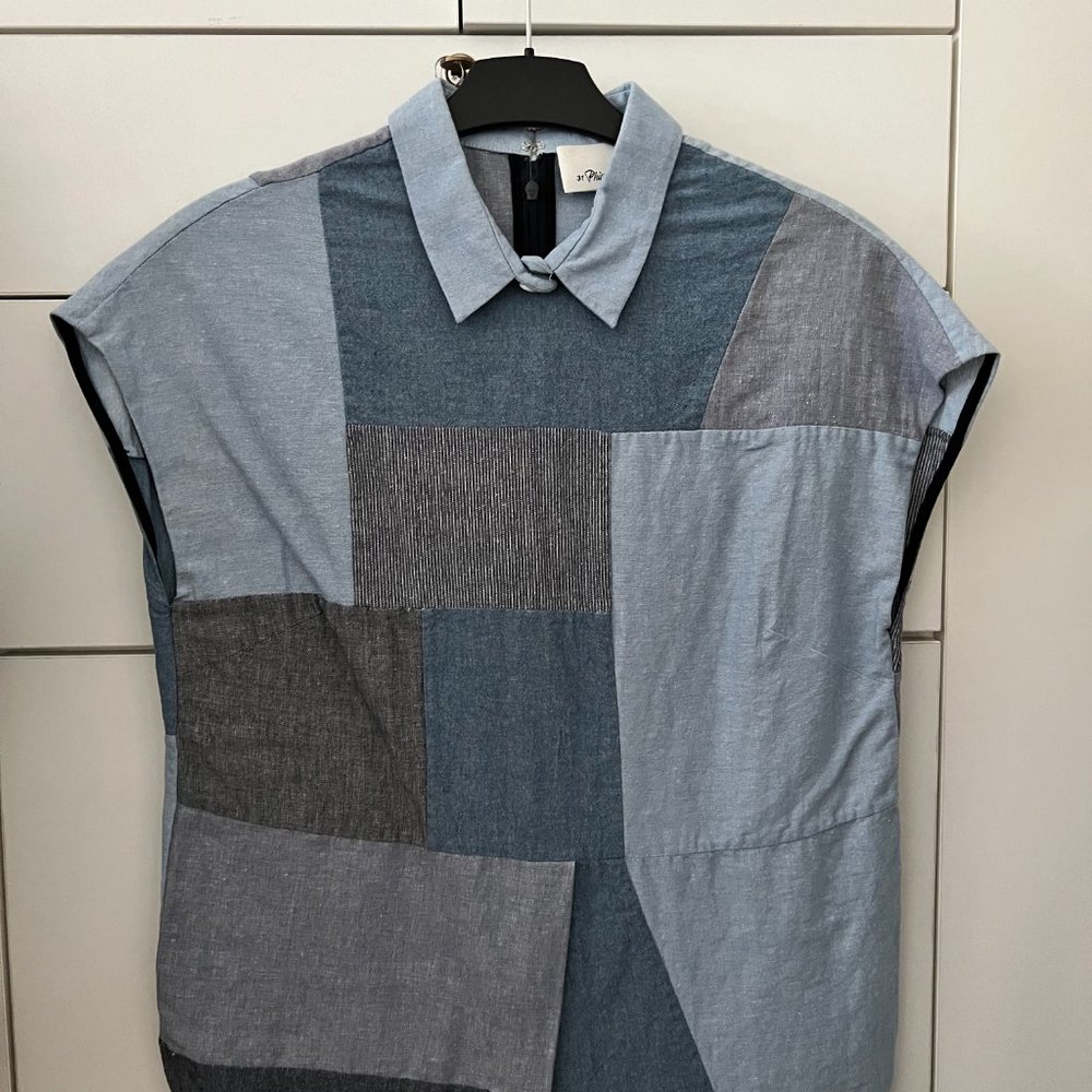 3.1 Philip Lim Patch Work Demin Top - image 1